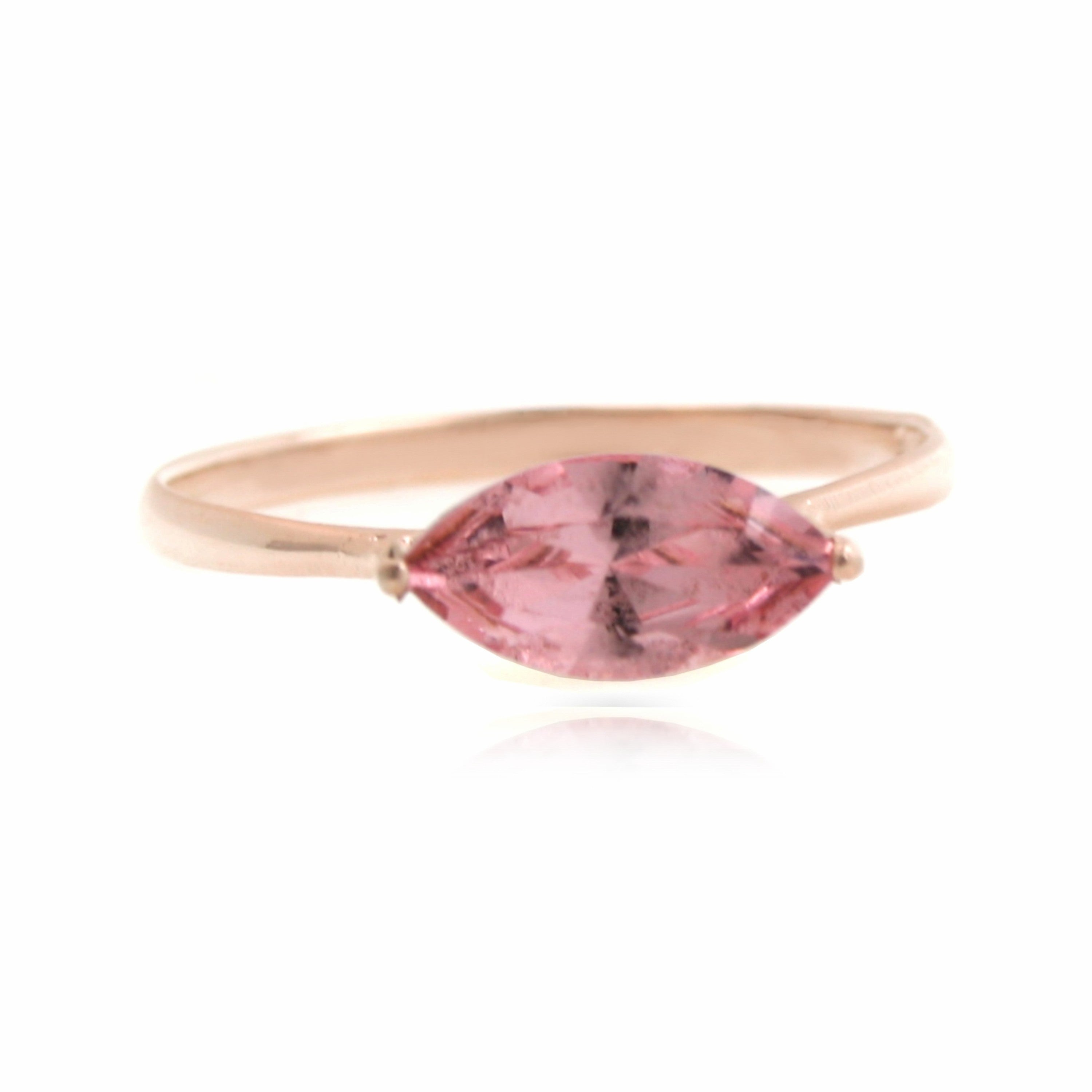 Sterling Silver Rose Gold Plated Austrian Crystal Marquise Ring