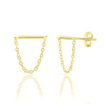 Sterling Silver Gold Plated Chain Stud Earrings