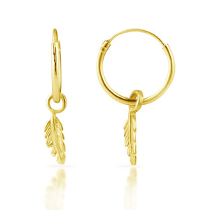Sterling Silver Gold Plated Hanging Leaf Sleeper Earring