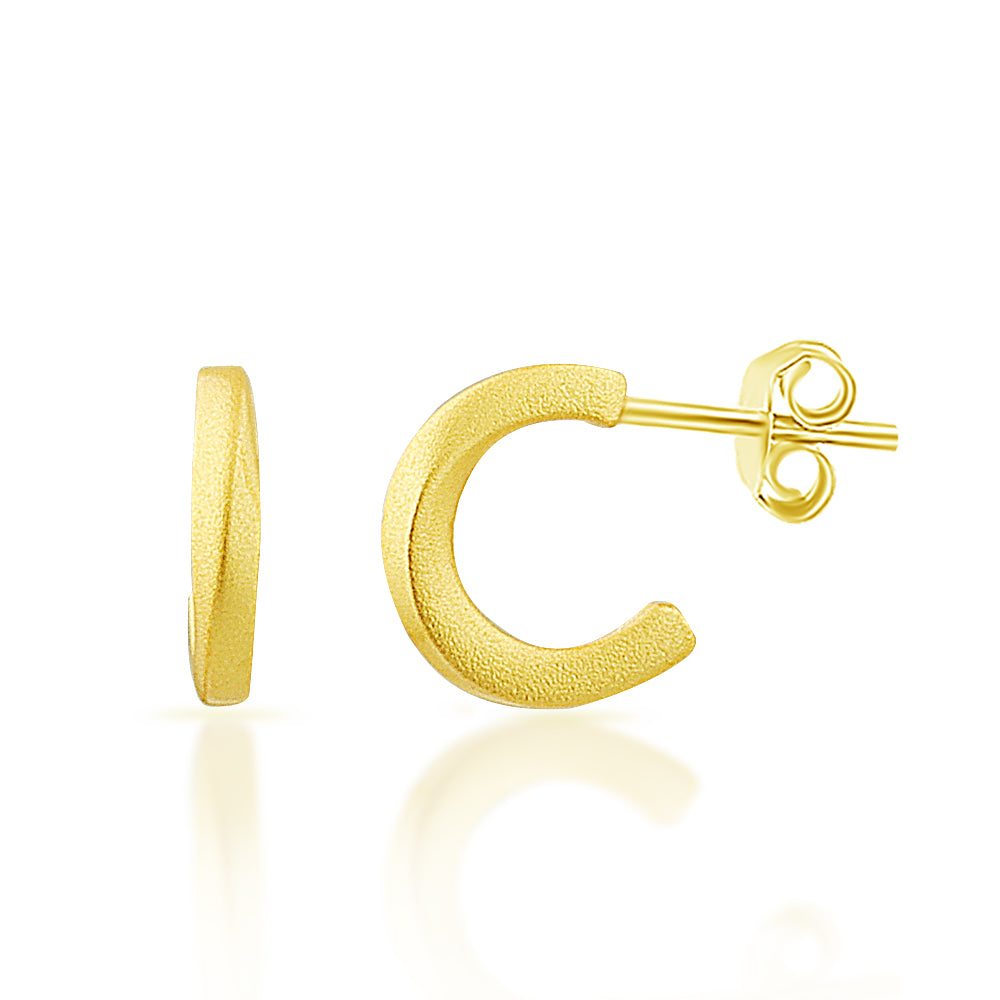 Sterling Silver Gold Plated Petite Stud Hoop Earring