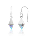Sterling Silver Austrian Crystal  Drop Hook Earrings