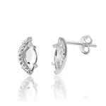 Sterling Silver Oval Halo Austrian Crystal Stud Earrings