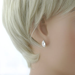 Sterling Silver Oval Halo Austrian Crystal Stud Earrings