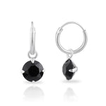 Sterling Silver Petite Sleeper Earrings with Black Austrian Crystals