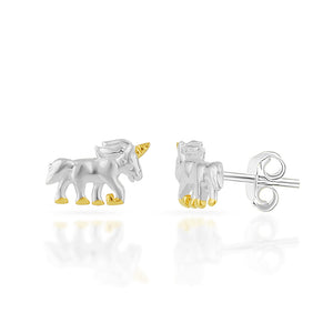 Sterling Silver Unicorn Stud Earrings