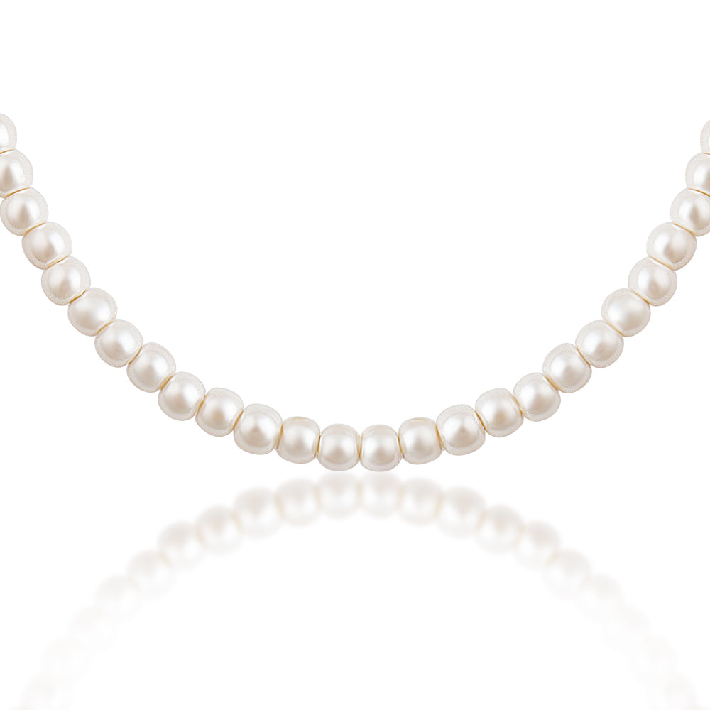 Sterling Silver 3mm Faux Pearl Stretchy Bracelet