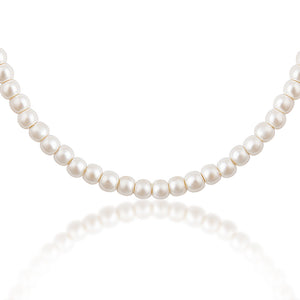 Sterling Silver 3mm Faux Pearl Stretchy Bracelet