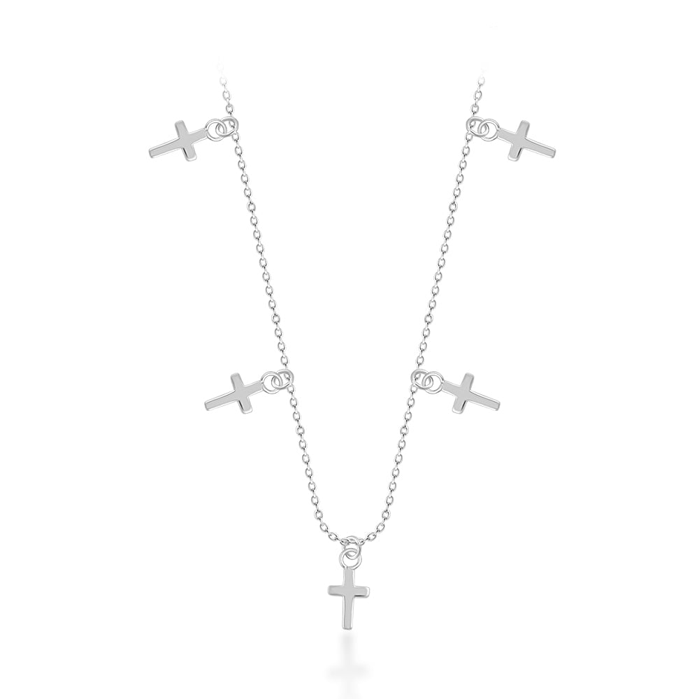 Sterling Silver Mini Cross Necklace 40+5cm