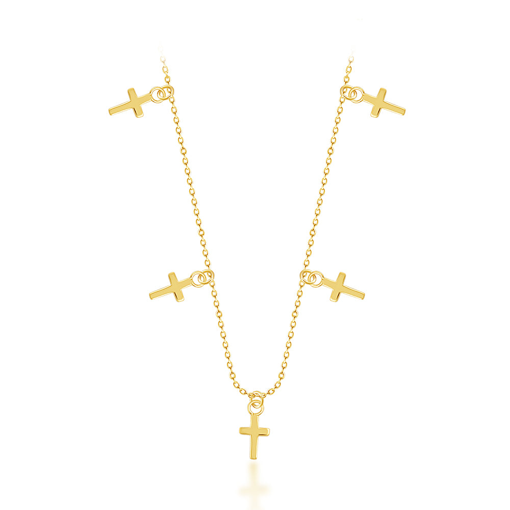 Sterling Silver Gold Plated  Mini Cross Necklace 40+5cm
