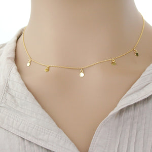 Sterling Silver Gold Plated Mini Disc Necklace 40+5cm