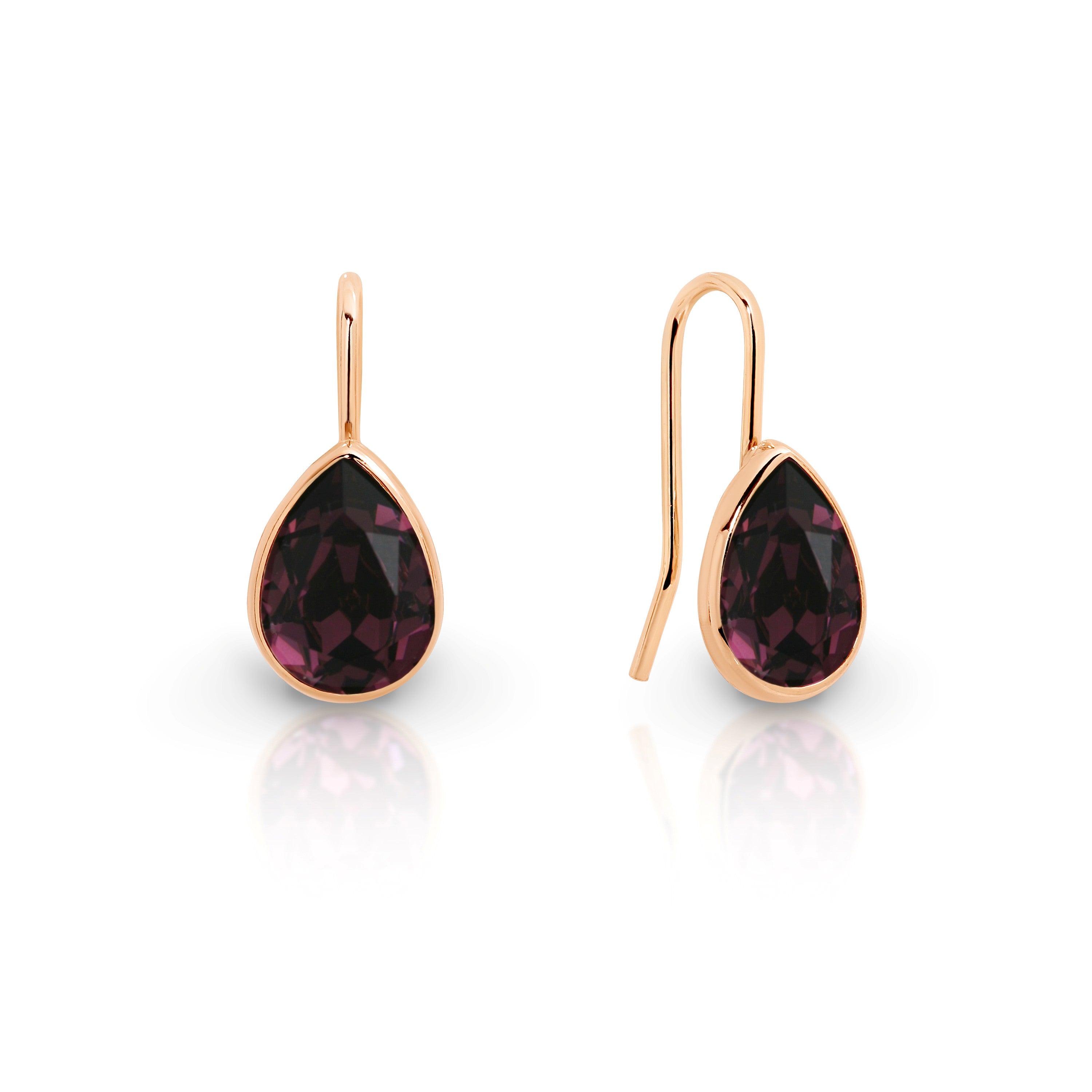 Sterling Silver Rose Gold Earrings by Davvero with Pink Coloured Crystals from Swarovski®