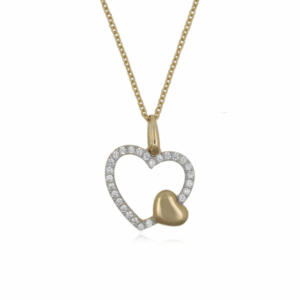 9ct Gold CZ Heart Pendant