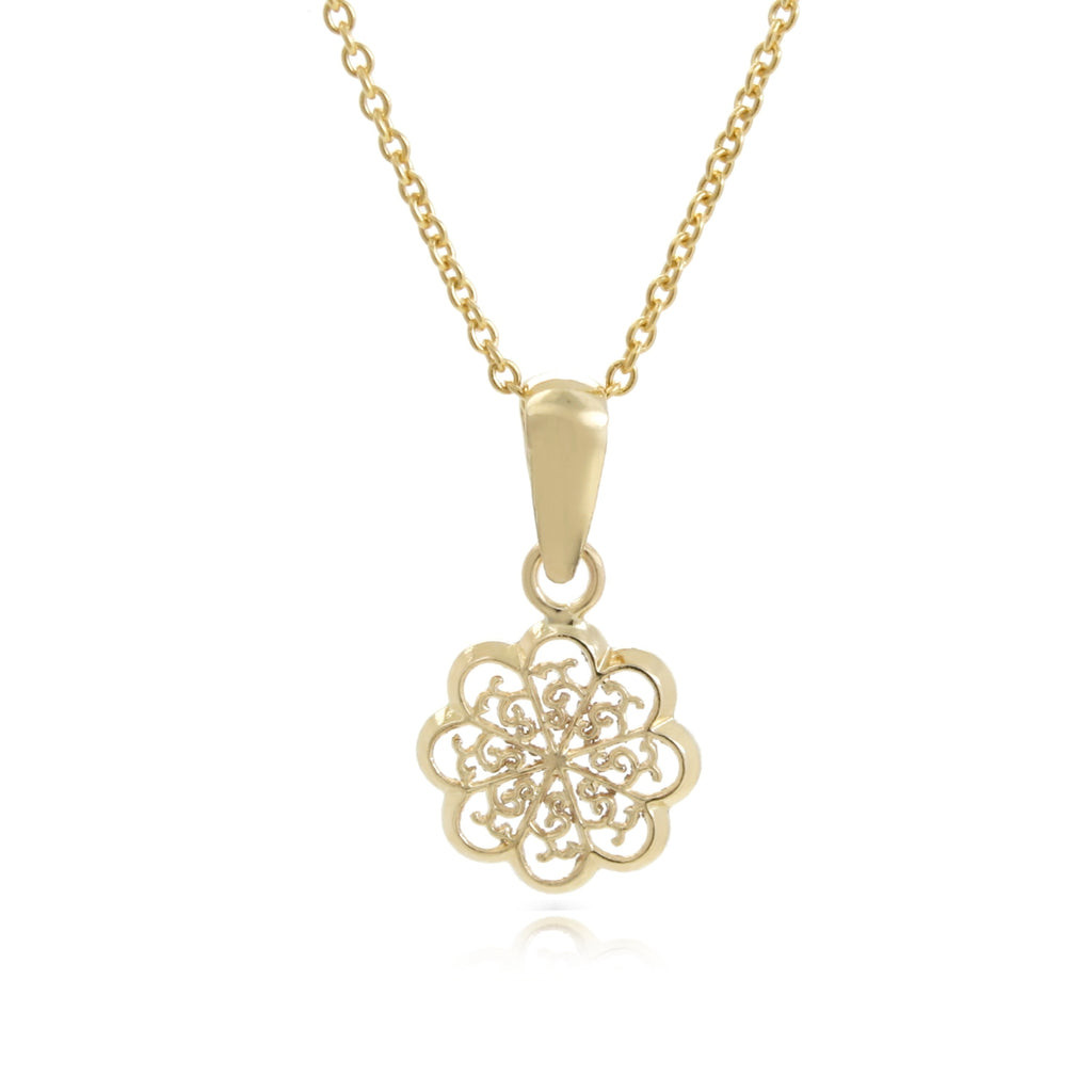 9ct Gold Filigree Flower Pendant