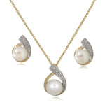 9ct Diamond & Pearl Earring Pendant Set