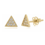 9ct Gold Triangle Stud CZ Earrings