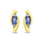 9ct Gold Tanzanite & Diamond Earrings