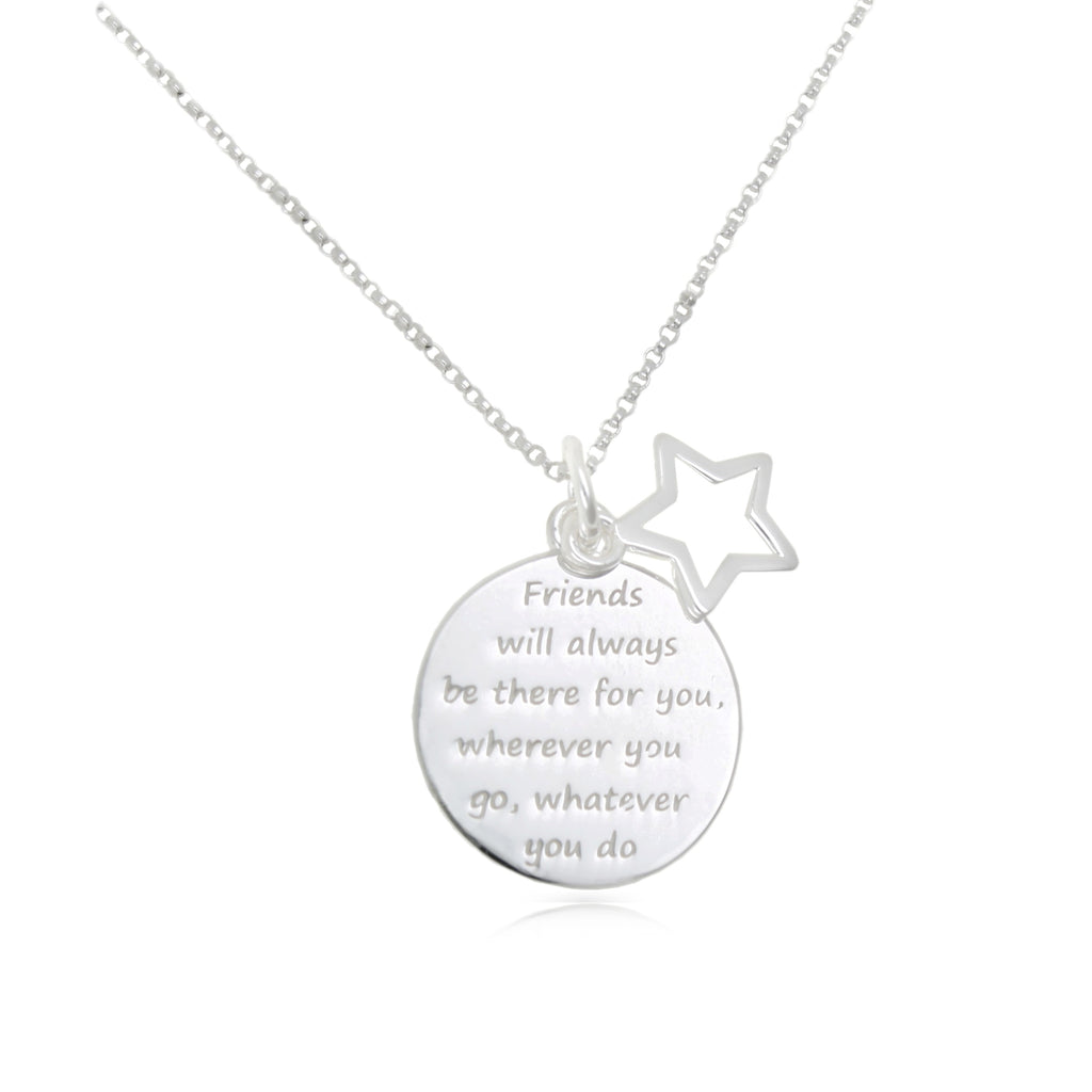 Sterling Silver Friends Message Disc Star Pendant