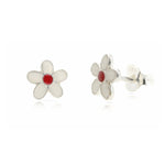 Sterling Silver Petite Enamel Flower Stud Earrings