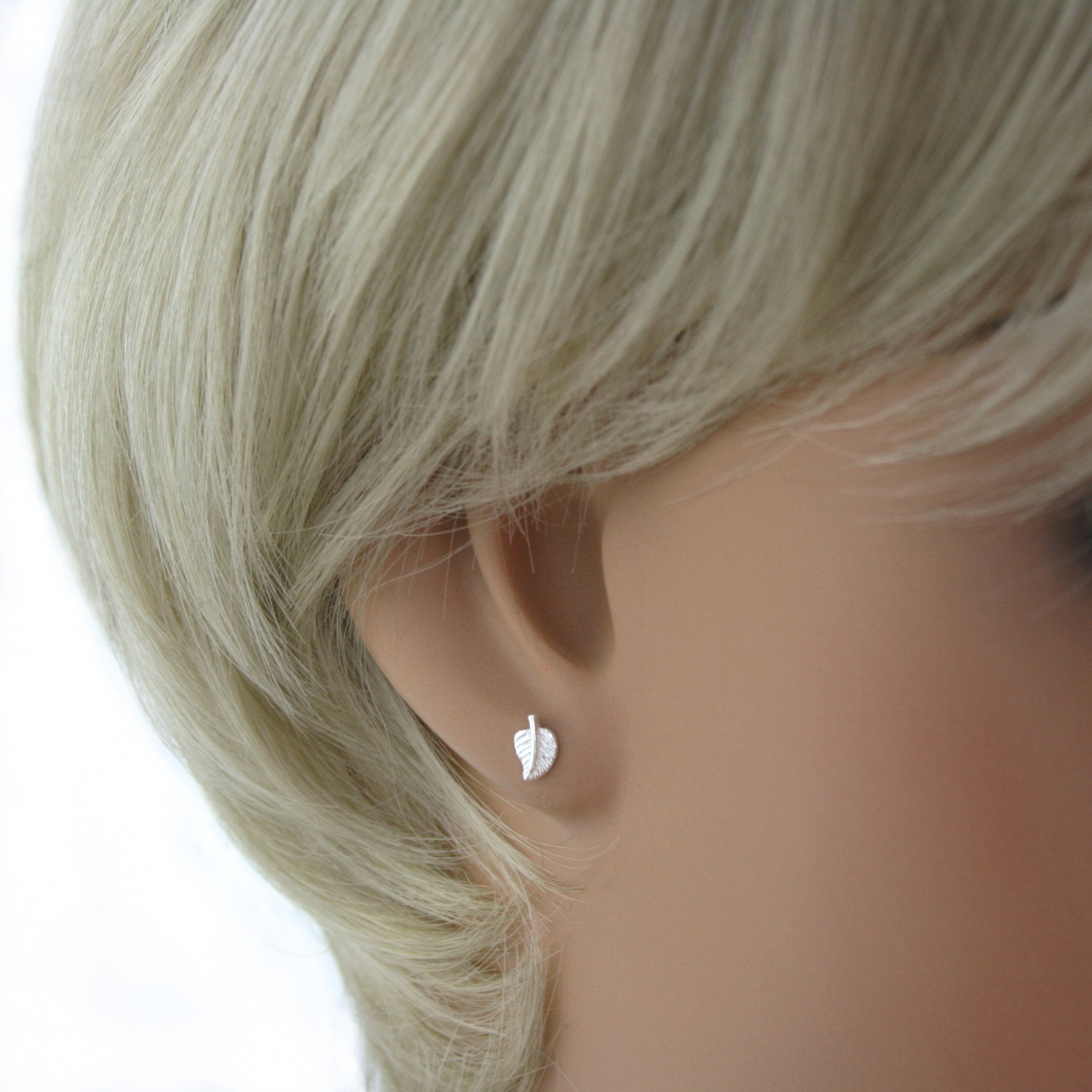 Sterling Silver Petite Leaf Stud Earrings