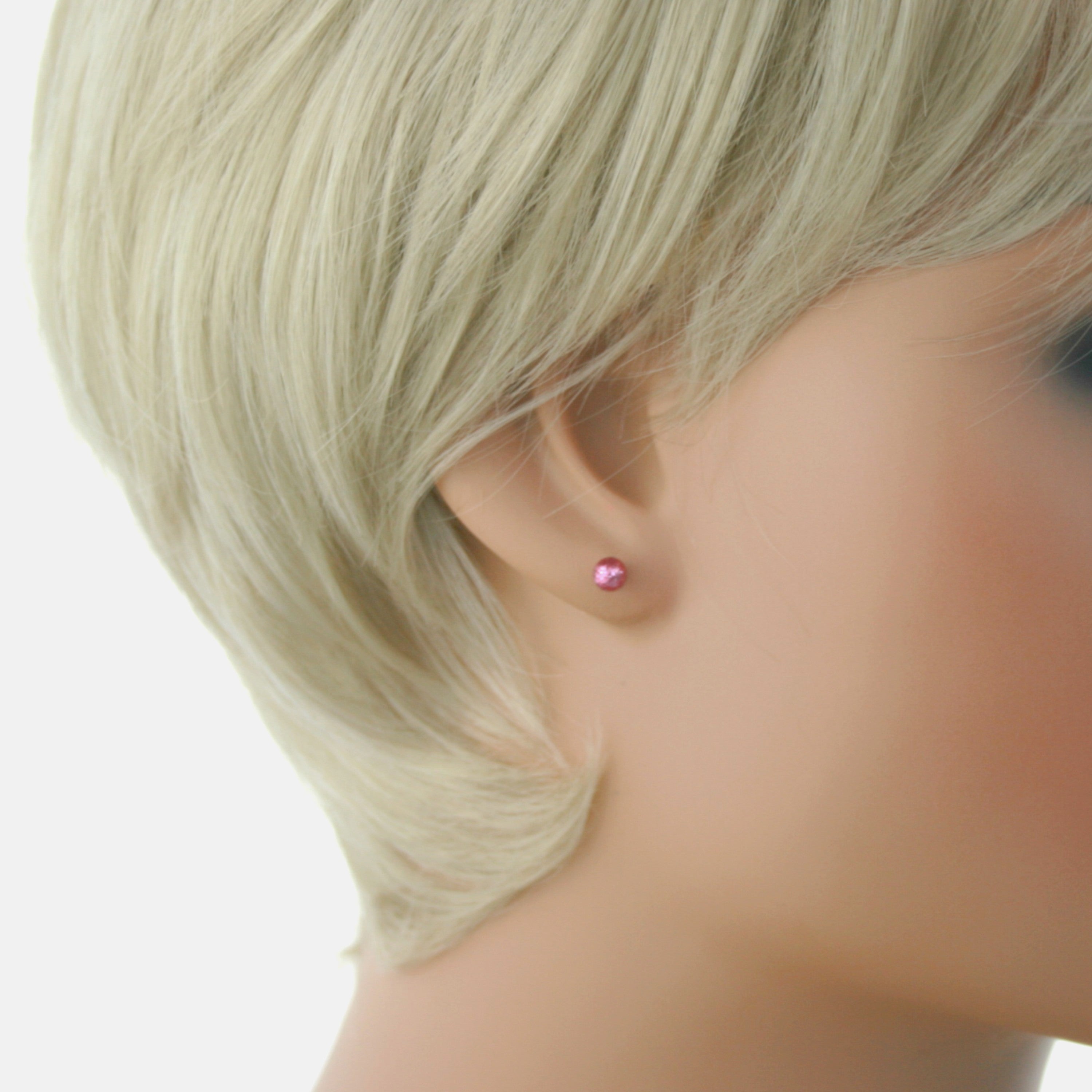 Sterling Silver Set of 3 Glitter Stud Earring Set