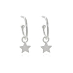 Sterling Silver Star Stud Hoop Earrings