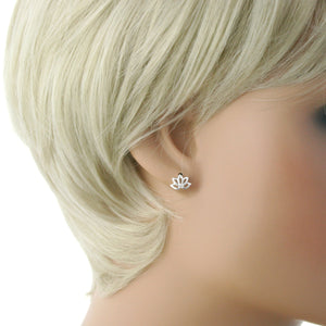 Sterling Silver Lotus Flower Stud Earrings