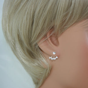 Sterling Silver Heart Ear Jacket CZ Earrings