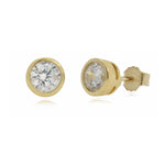 Sterling Silver Gold CZ 5mm Rub over Earrings