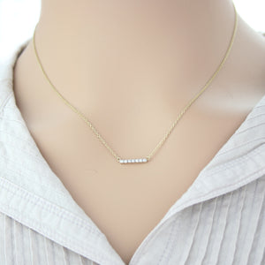 9ct Gold Diamond Petite Bar Necklace