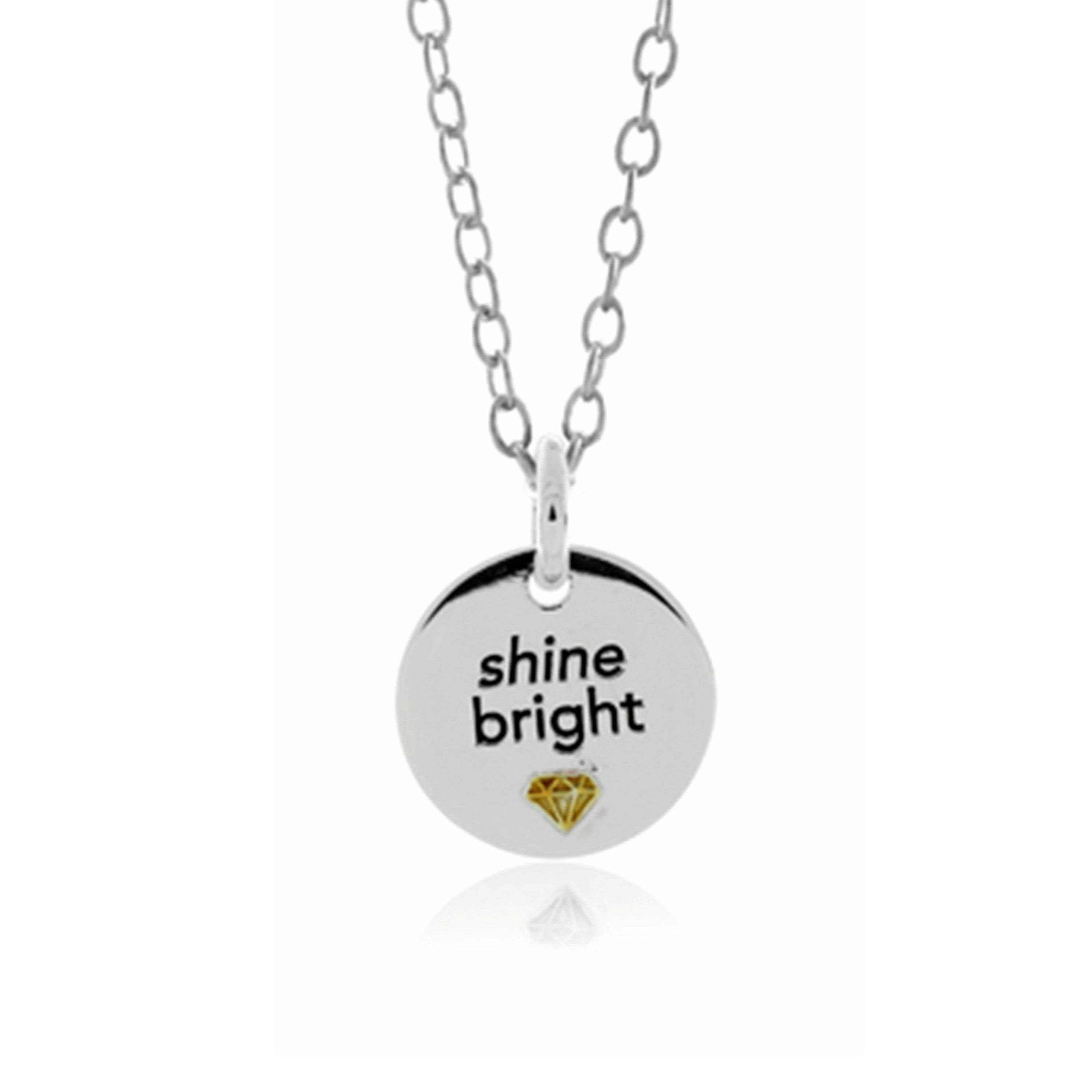 Sterling Silver Shine Bright Message Pendant