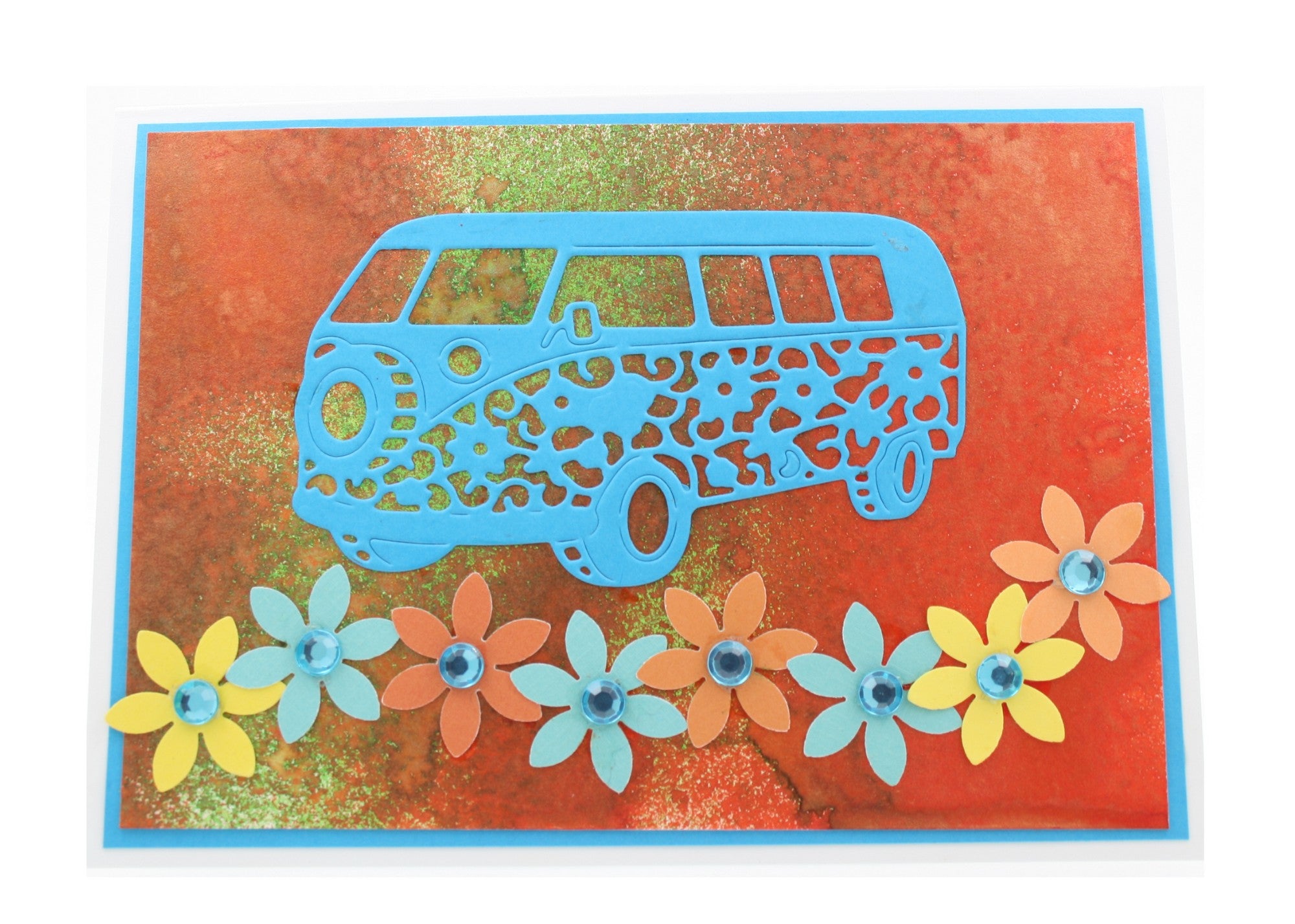 Hand Made Card- Orange Kombi Van