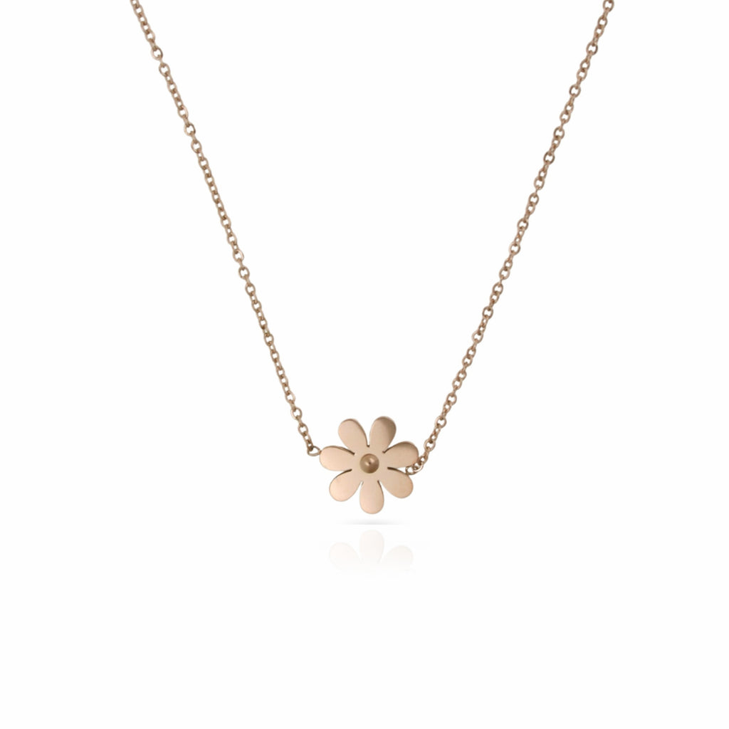 Stainless Steel Rose Gold Daisy Necklace