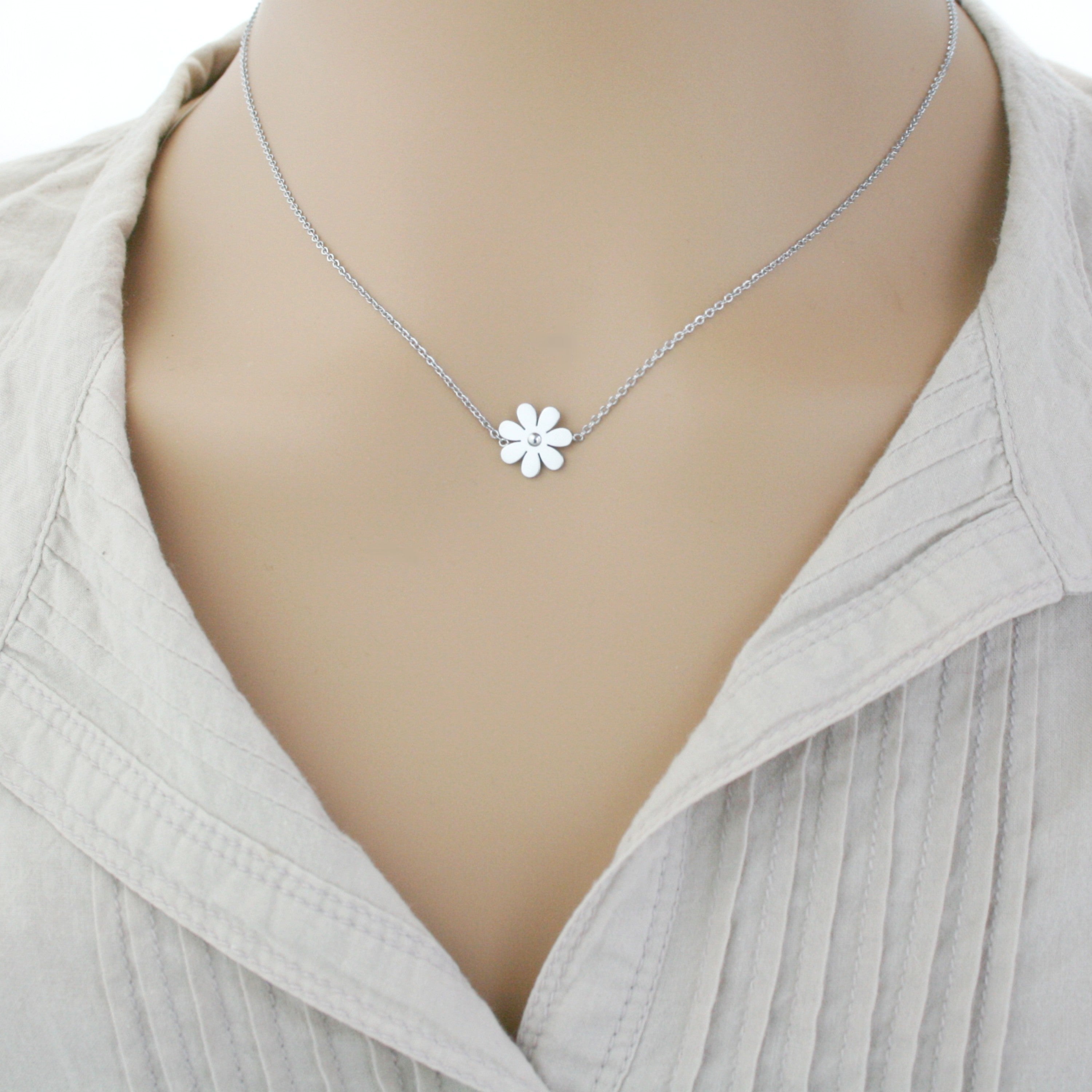 Stainless Steel Daisy Necklace