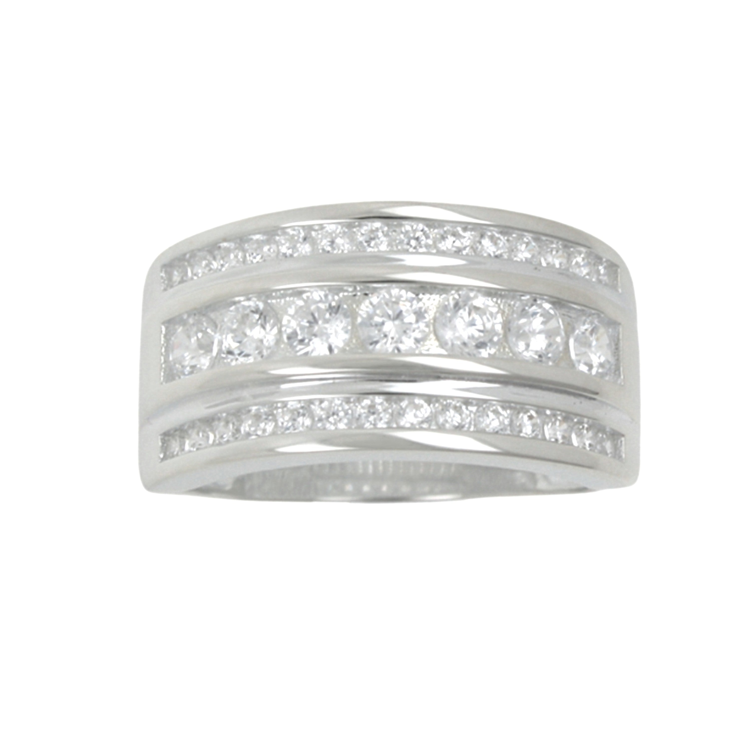 Sterling Silver 3 Row CZ Dress Ring