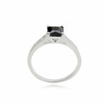 Sterling Silver Black CZ  Princess Cut Ring