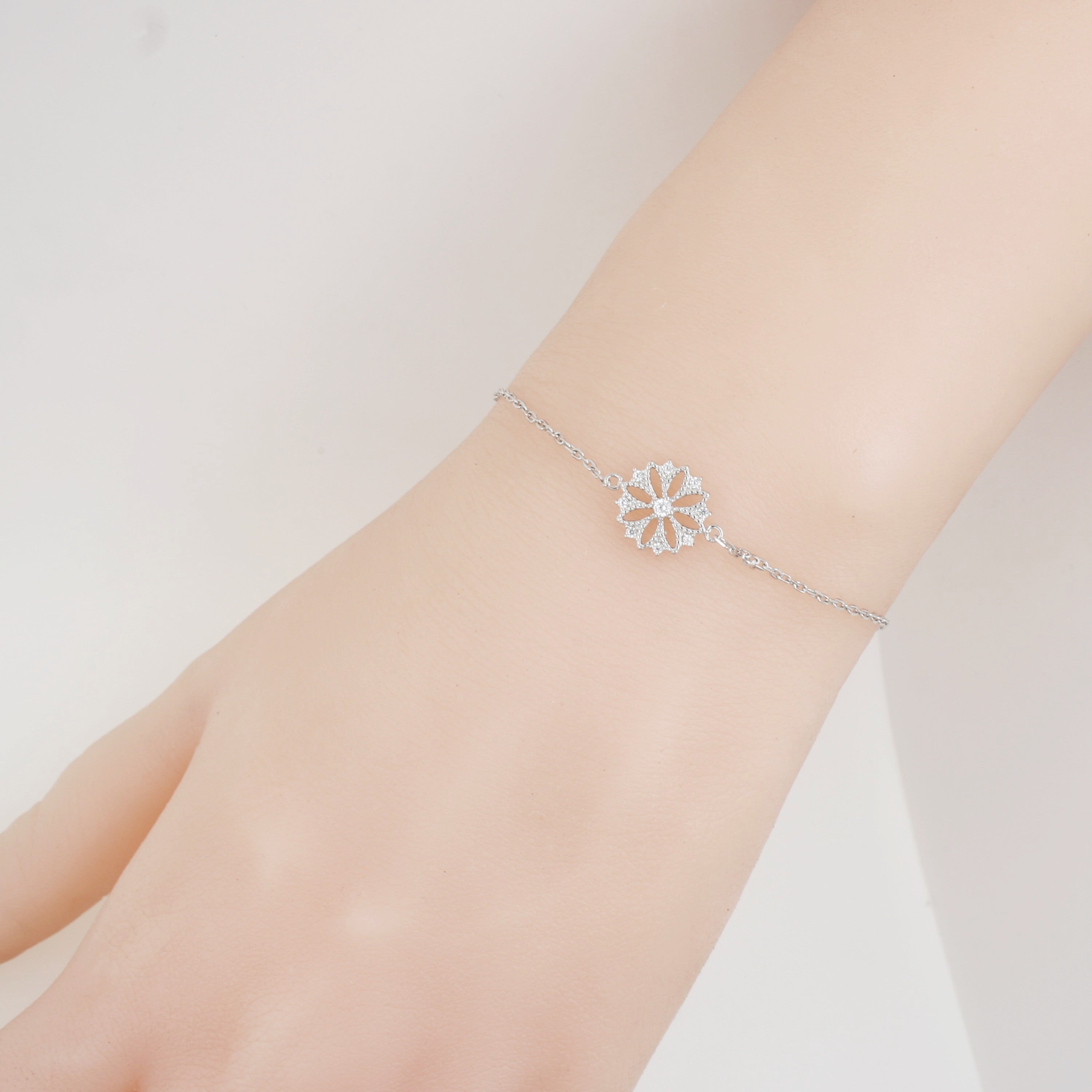 Sterling Silver Flower Bracelet