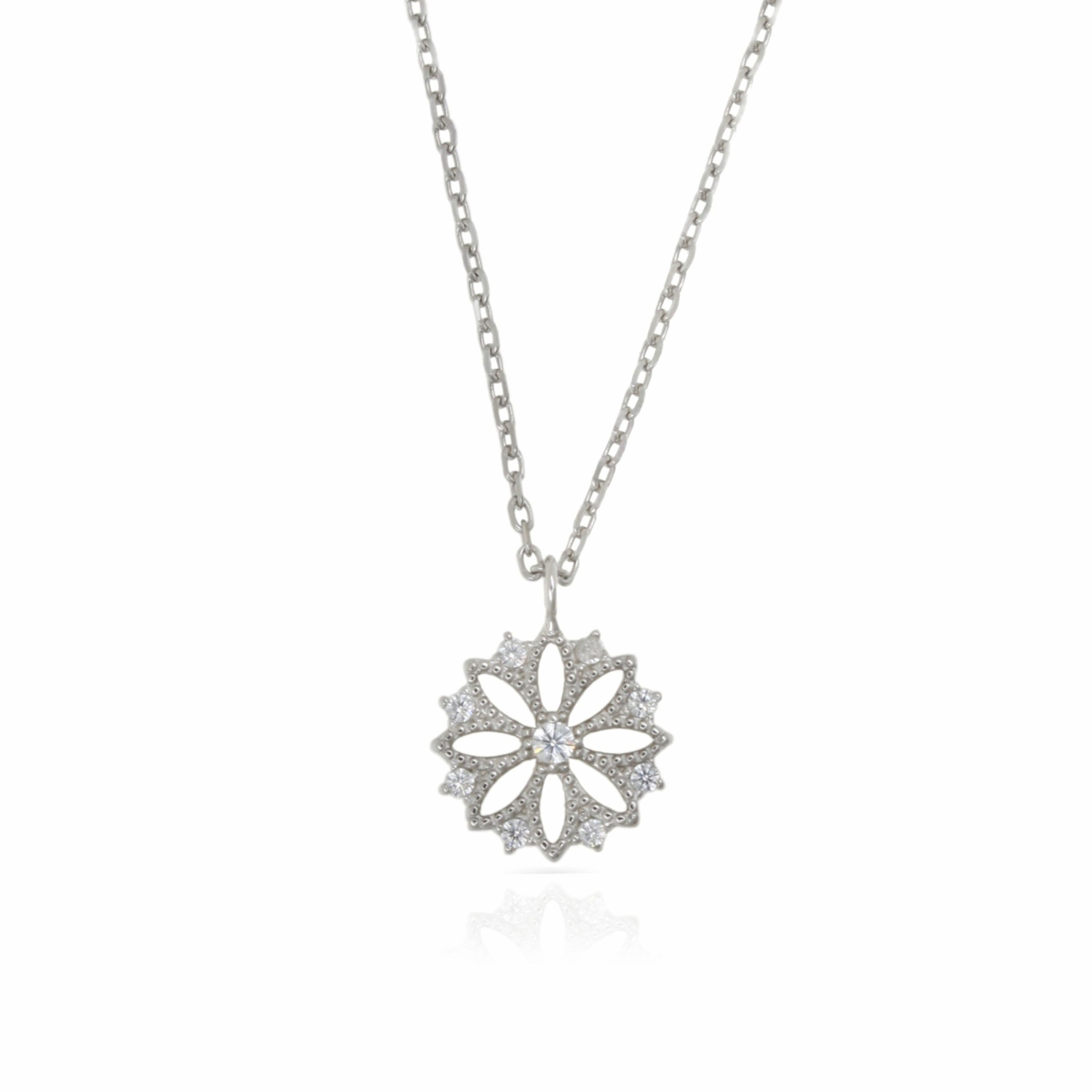Sterling Silver Flower Pendant & Chain