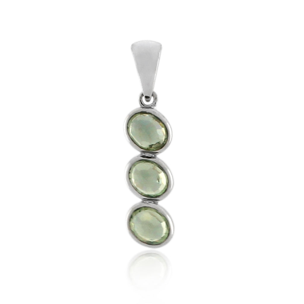 9ct White Gold Green Sapphire Pendant