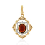 9ct Yellow Gold Oval Garnet & Diamond Pendant