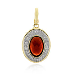 9ct Yellow Gold Oval Garnet & Diamond Pendant