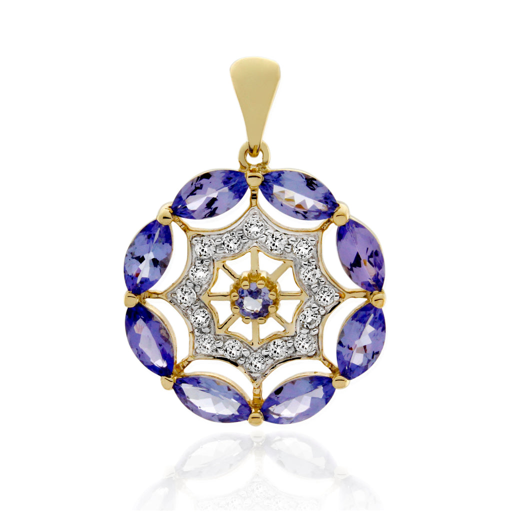 9ct Yellow Gold Tanzanite & Diamond  Pendant .16ct TW