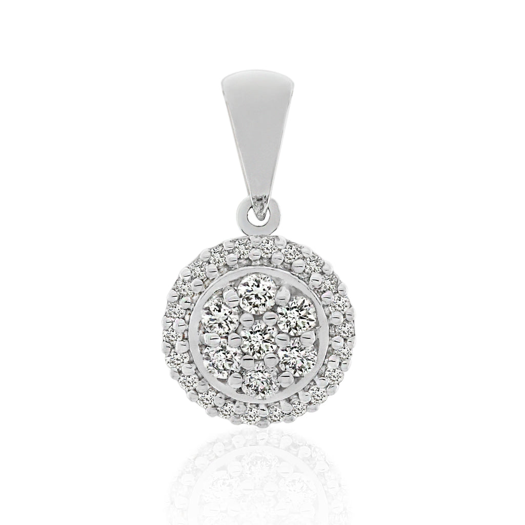 9ct White Gold Diamond Cluster Pendant 1/4ct TW