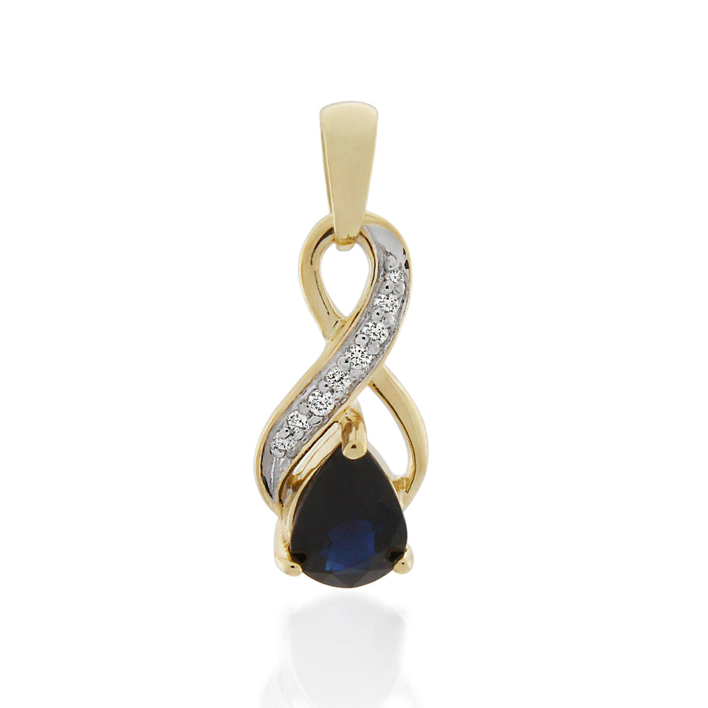 9ct Yellow Gold Sapphire & Diamond Pendant