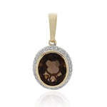 9ct Yellow Gold Smoky Quartz & Diamond Pendant .15ct TW