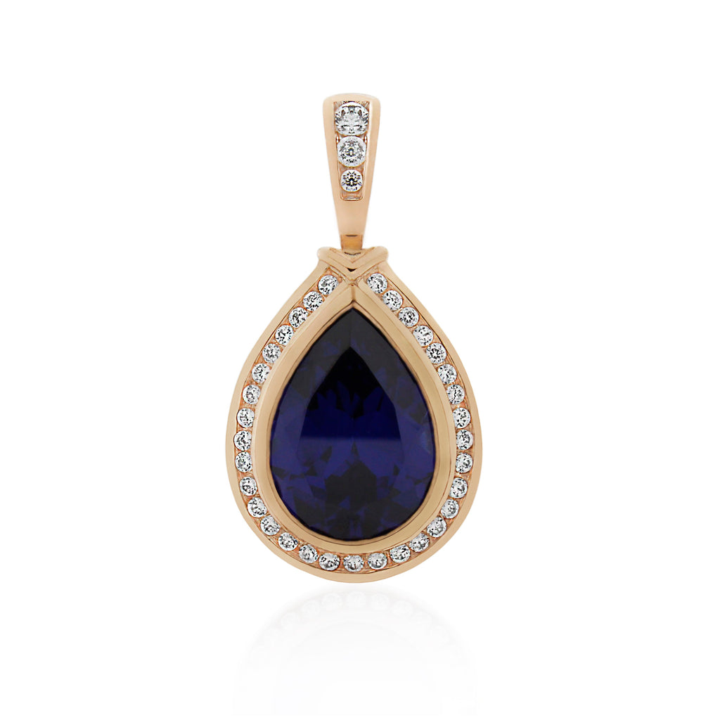 9ct Rose Gold Tanzanite & White Cubic Zirconia Pendant