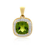 9ct Yellow Gold Peridot & Diamond Pendant