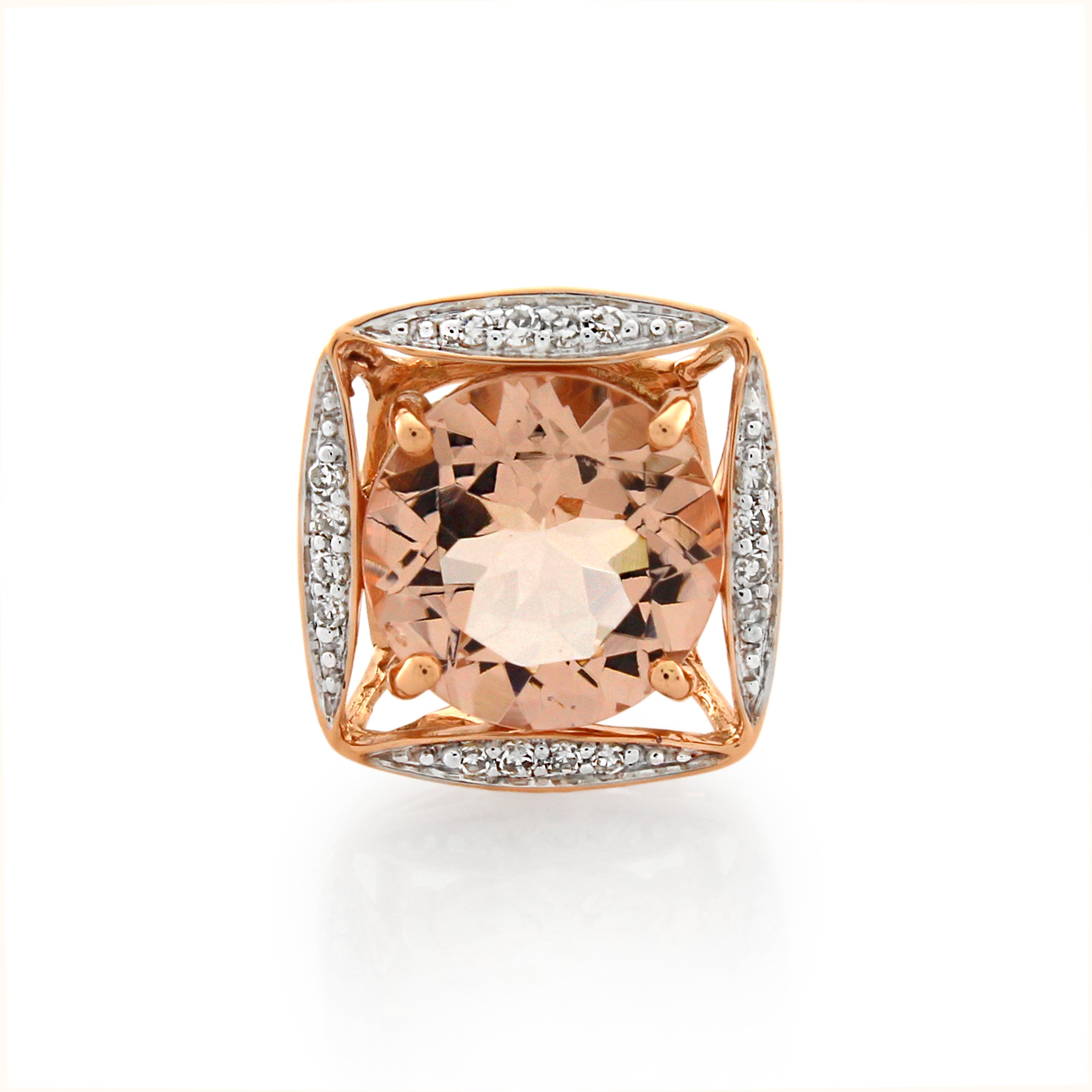 9ct Rose Gold Morganite & Diamond Pendant