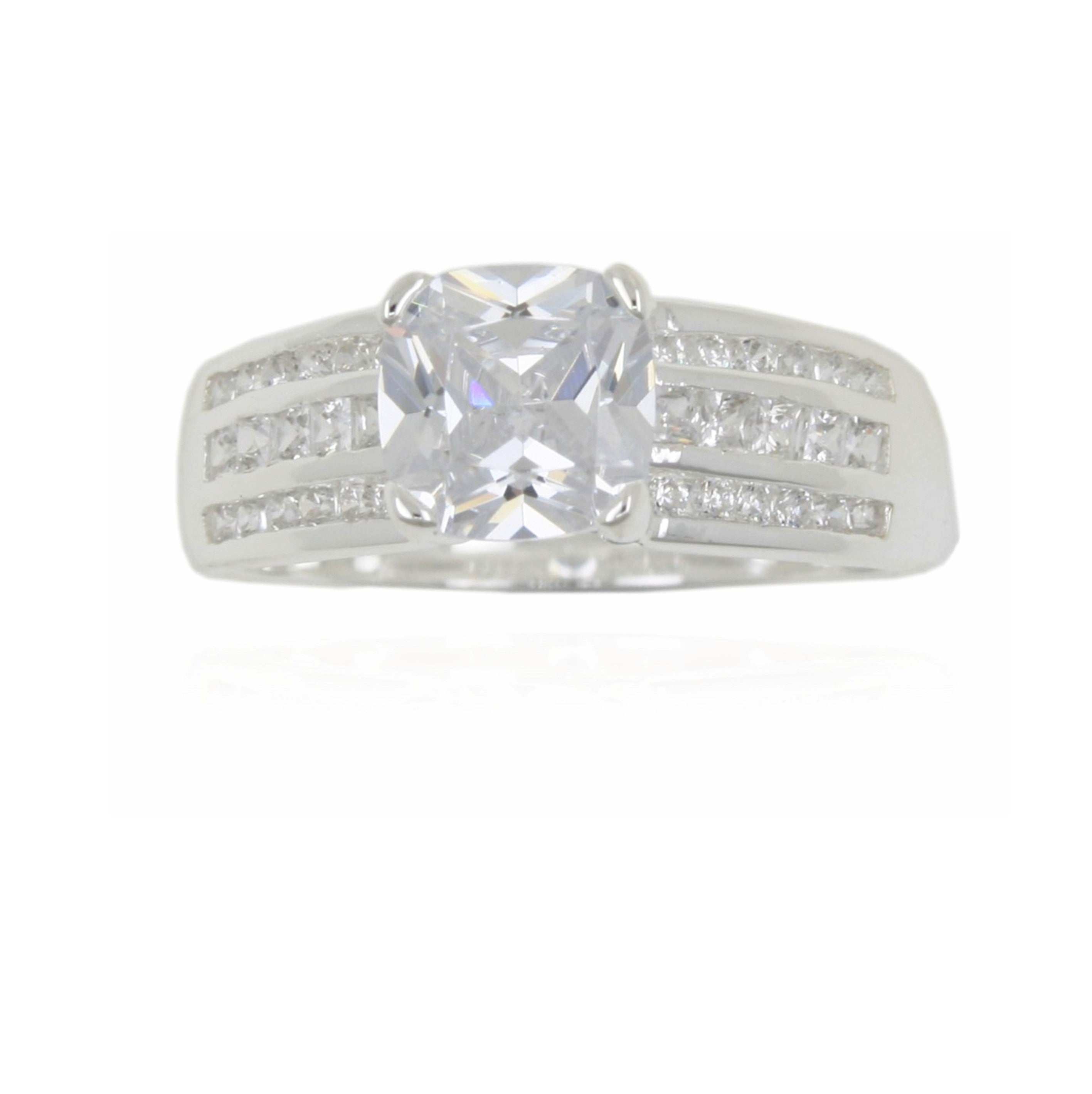 Sterling Silver 3 Row CZ Ring