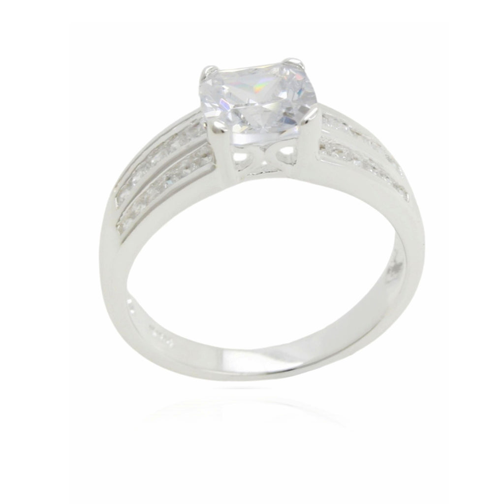 Sterling Silver 3 Row CZ Ring