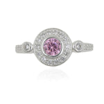 Sterling Silver Pink CZ Halo Ring